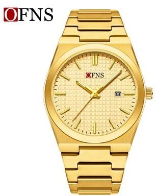 DynamicDeals OFNS 2025 New Men's Business Quartz Watch Waterproof Luminous Single Calendar Display Leisure Fashion Personalized Watch For Men aii Gold