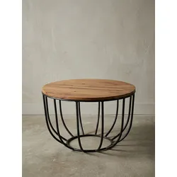 Couchtisch Sheesham Massivholz Industrial Design 60x39x60 cm