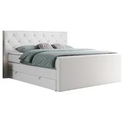 BOXSPRINGBETT KING VELEN 180/200 Weiß Kunstleder - H4