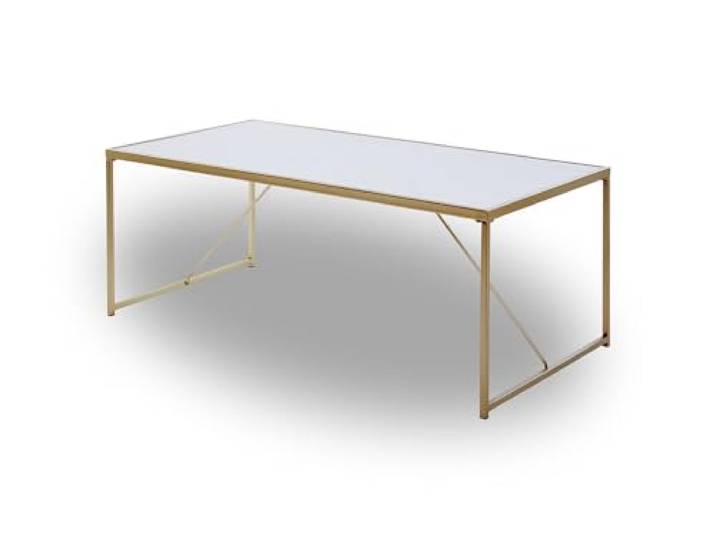 Jahnke Glam Coffee Table Basse\, Métal\, Doré/Blanc marbré\, 120 x 60 x 44 cm (Breite x Tiefe x Höhe)
