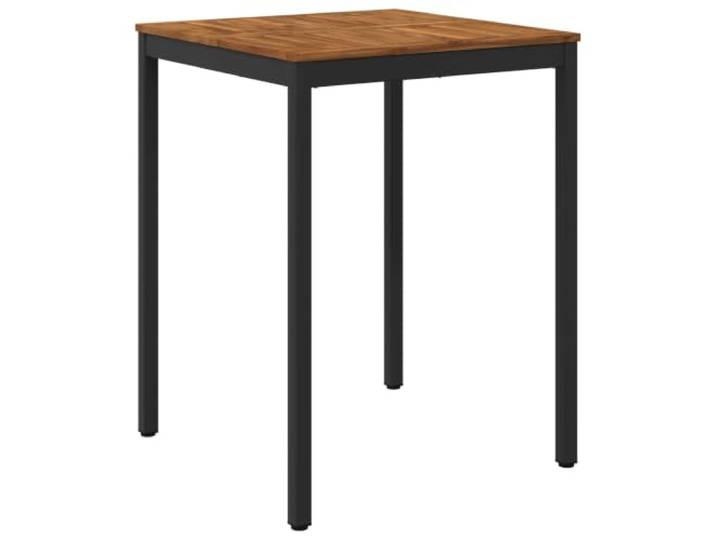 Gartenbar-Tisch aus Akazienholz und Stahl, 80 x 80,5 x 105 cm Massives Akazienholz, Stahlbeine, Bartisch und Esstisch, natürliche Holzmaserung, leicht zu reinigen