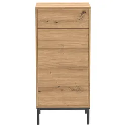 HOCHKOMMODE mit 5 Schubladen und Metallfüßen 45/38/100 cm