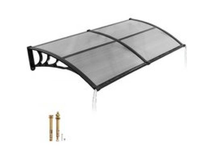 VEVOR Vordach für Haustür, 965x1987 mm, Pultbogenvordach, Überdachung mit Entwässerung & ABS-Halterung, Regen-, Schnee- & Sonnenschutz, Polycarbonat-Türdach für Veranda & Terrasse, Rauchgrau