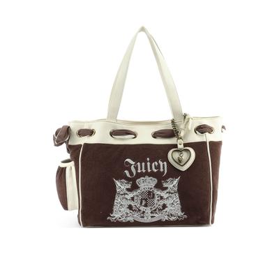 Tragetasche JUICY COUTURE "DAYDREAMER LARGE DOUBLE HANDLE. Damen", Damen, Gr. B/H/T: 13cm x 29cm x 13cm onesize, braun (java), Baumwolle, Polyurethan, Taschen, Tragetasche Damen, Shopper, Einkaufstasche, Fashion, Lifestyle, Sale