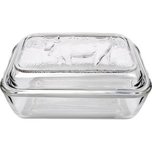 Luminarc Butterdose 114.843 Kuh, aus Glas, rechteckig, 17 x 10,5 x 7,4 cm, glasklar