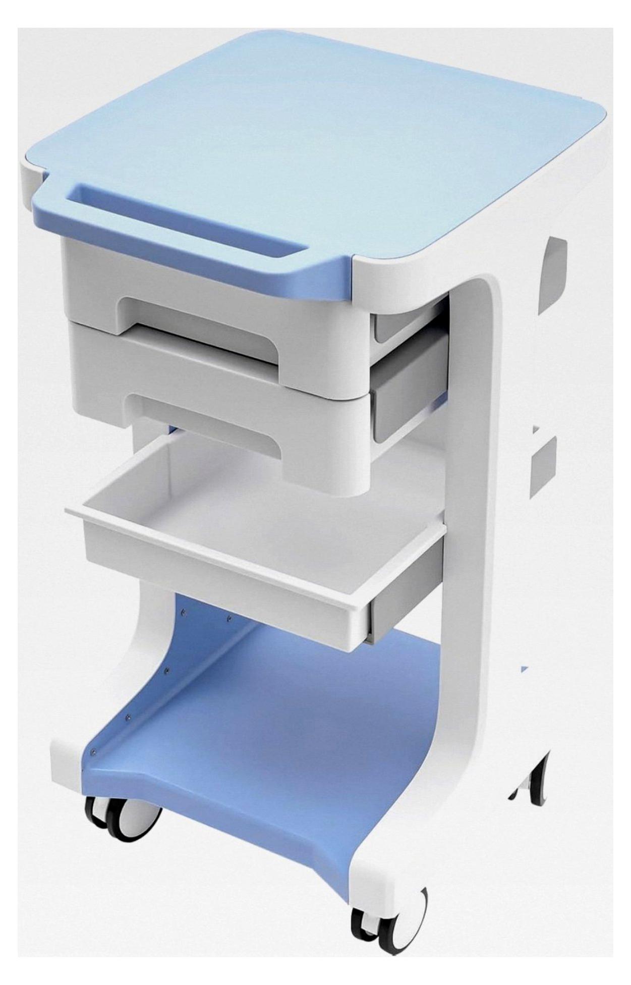 Medizinischer Wagen, Beauty Salon Trolley mit 2 Schubladen und Universal-Rädern, Gerätewagen aus ABS, Friseur Rollwagen, Kosmetikwagen mit 50 kg Belastbarkeit (Blau)