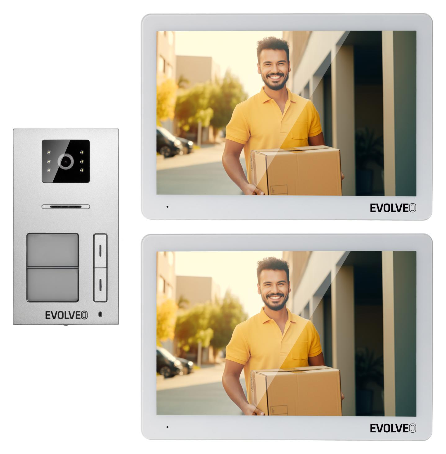 EVOLVEO DoorPhone 20-2W - 2 drátový videotelefon s aplikací pro dvě domácnosti a 32GB pamětí