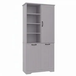 HOCHSCHRANK (Bad) Grau mit Doppel-Wäschekorb