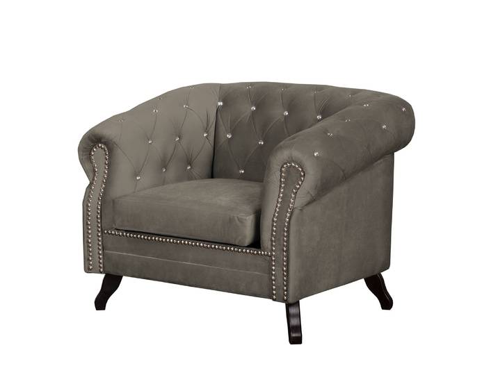 Fauteuil I Marron/Gris minéral Tissu 108 x 84 x 88cm