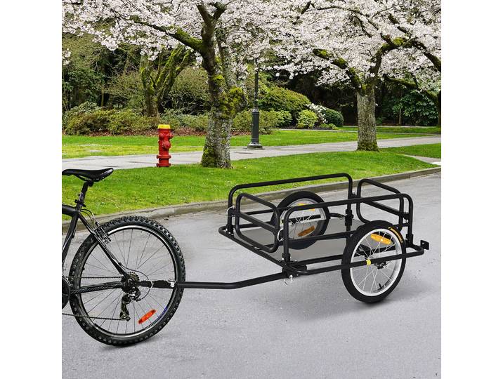 HOMCOM Remorque Vélo 70L Acier Noir Universelle