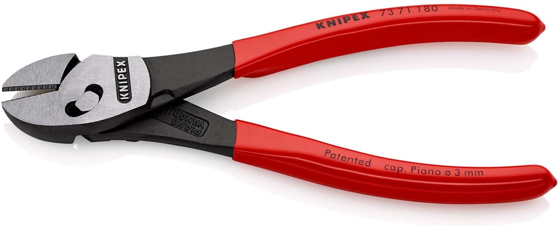 KNIPEX 73 71 180 TwinForce® Hochleistungs-Seitenschneider mit Kunststoff überzogen schwarz atramentiert 180 mm)