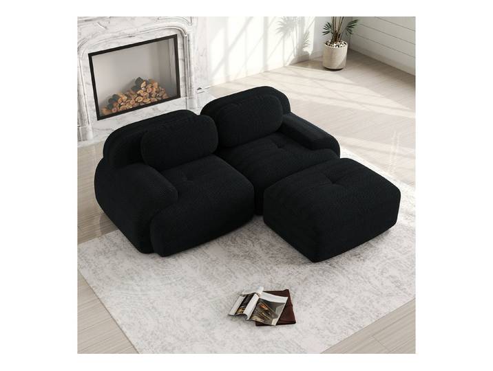 Odikalo 2-Sitzer Ecksofa modular kombinierbar, 82'' Ecksofa aus weichem Cordstoff, modular kombinierbar mit gebogenen Armlehnen, ohne Montage, hochelastische Schaumstoffpolsterung für Wohnzimmer, Ruhezonen und Schlafzimmer, Mehrfarbig