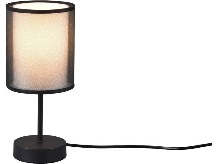 TRIO LEUCHTEN Tischleuchte BURTON , schwarz (schwarz matt), 1, Ø 12,5cm H: 28,5cm, 1 Stk., Leuchten, mit Doppelschirm Textil, Schnurschalter, transparenter Organza-Schirm, Tischleuchte