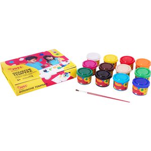 Jovi Temperafarben 77-521, 12 Farben, hohe Deckkraft, in Töpfchen, 12x 15 ml