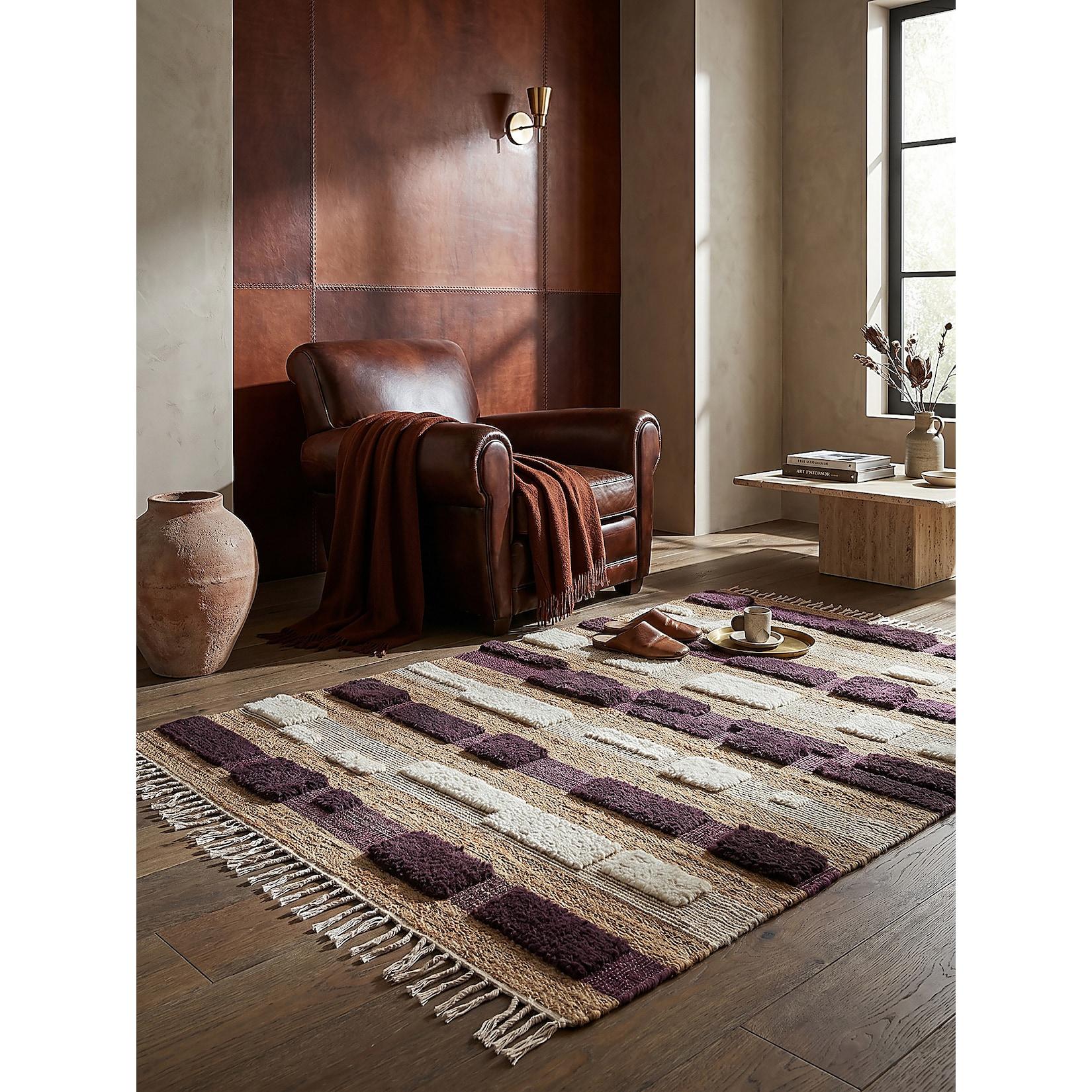 Teppich gestreift Natur-Lila 160 x 230 cm - WHARFE Kadima Design