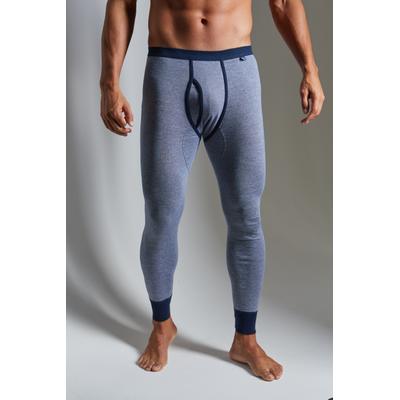 Lange Unterhose CLIPPER EXCLUSIVE, Herren, Gr. 4, 2 Stk., blau (marine), Single Jersey, Obermaterial: 100% Baumwolle, meliert, körpernah, Unterhosen Lange Unterhose, modische Optik: Jeans meliert, tolle Qualität
