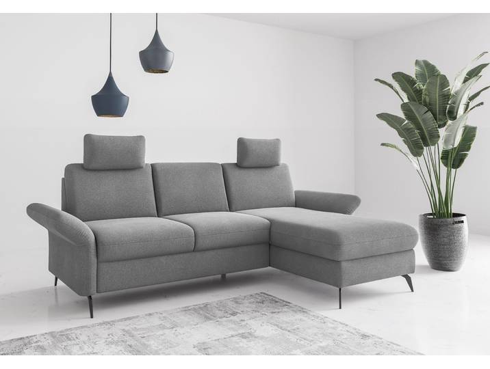 Ecksofa, Grau, 251x164 cm, Polyester, Mit Bettfunktion & Bettkasten, Modern, Home-affaire