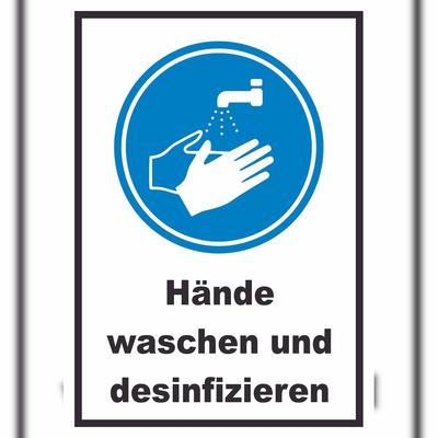 HB-Druck Hände waschen und desinfizieren Schild A6 (105x148mm)