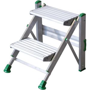 Facal Klapptritt Plio PO-2, aus Aluminium, einseitig begehbare Klapptreppe, mit 2 Stufen