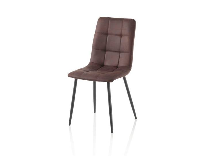 Lot de 4 chaises en simili cuir marron foncé