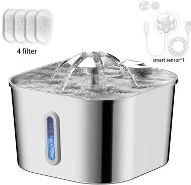 Uplifted Finds 2.2L Stainless Steel Automatic Cat Water Fountain Silent Smart Pet Dispenser With Visual Window premium Model