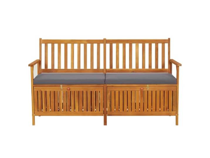 MNCVXAXG Sitzbank mit Kissen 148 cm Massivholz Akazie Braun Massives Akazienholz, Öl-Finish, Kissen dunkelgrau 142 x 47,5 x 5 cm, 100 % Polyester, Sitzhöhe 42 cm