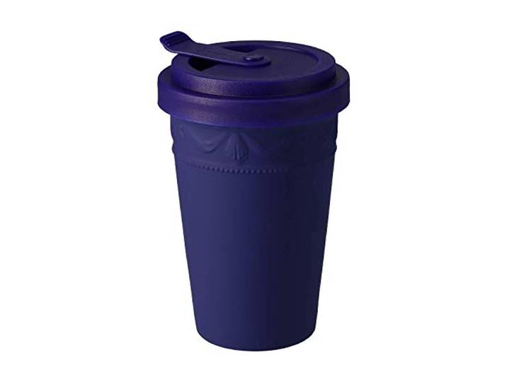 KPM Berlin KURLAND To-Go Becher - Porzellan-Becher, Kaffeebecher mit Deckel, Teebecher 0,35l, Handmade in Berlin, im Geschenkkarton, 13 cm, Blau matt