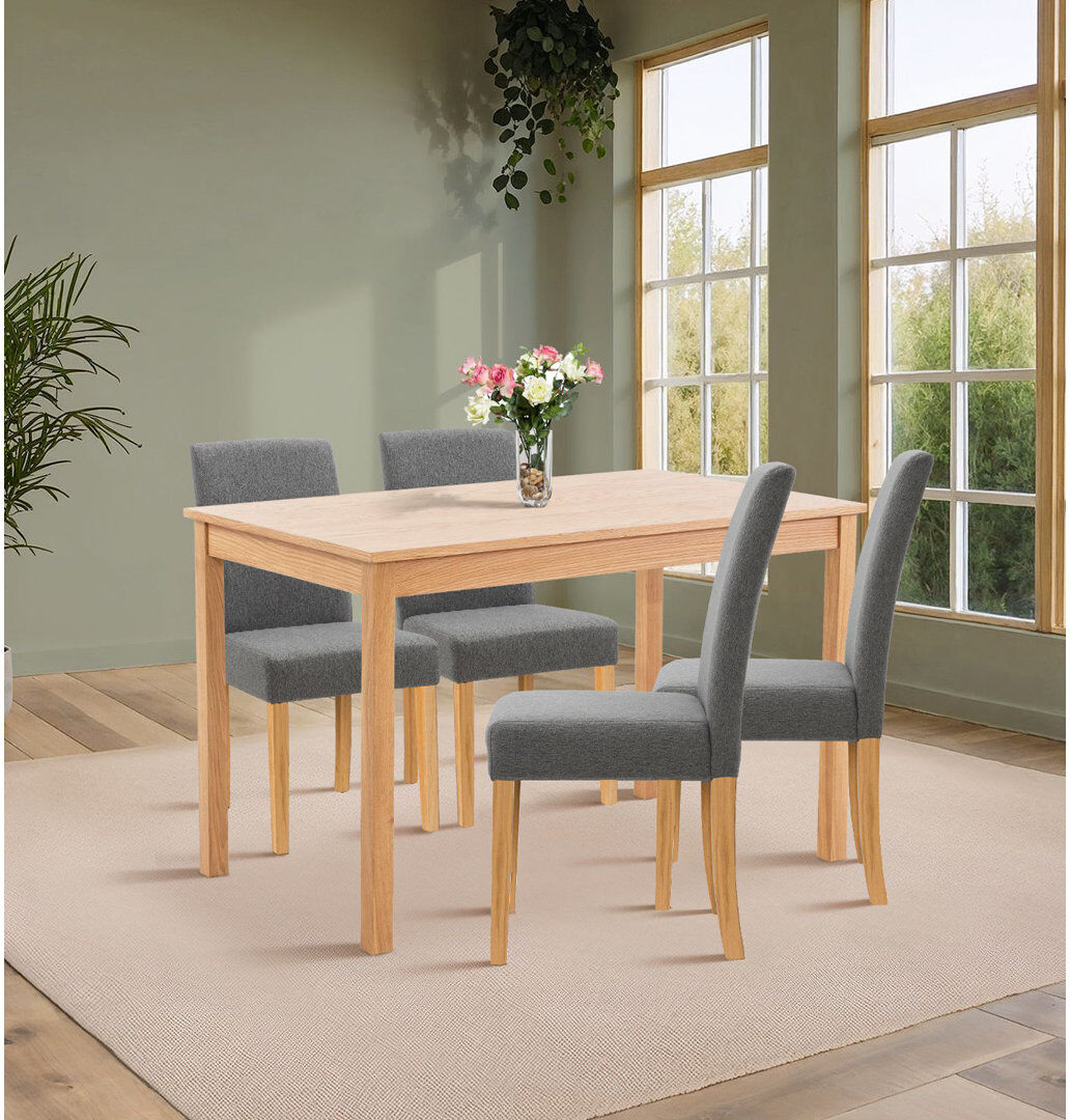 Gracie Oaks Hatcher 4 - Person Solid Oak Dining Set Grey 4