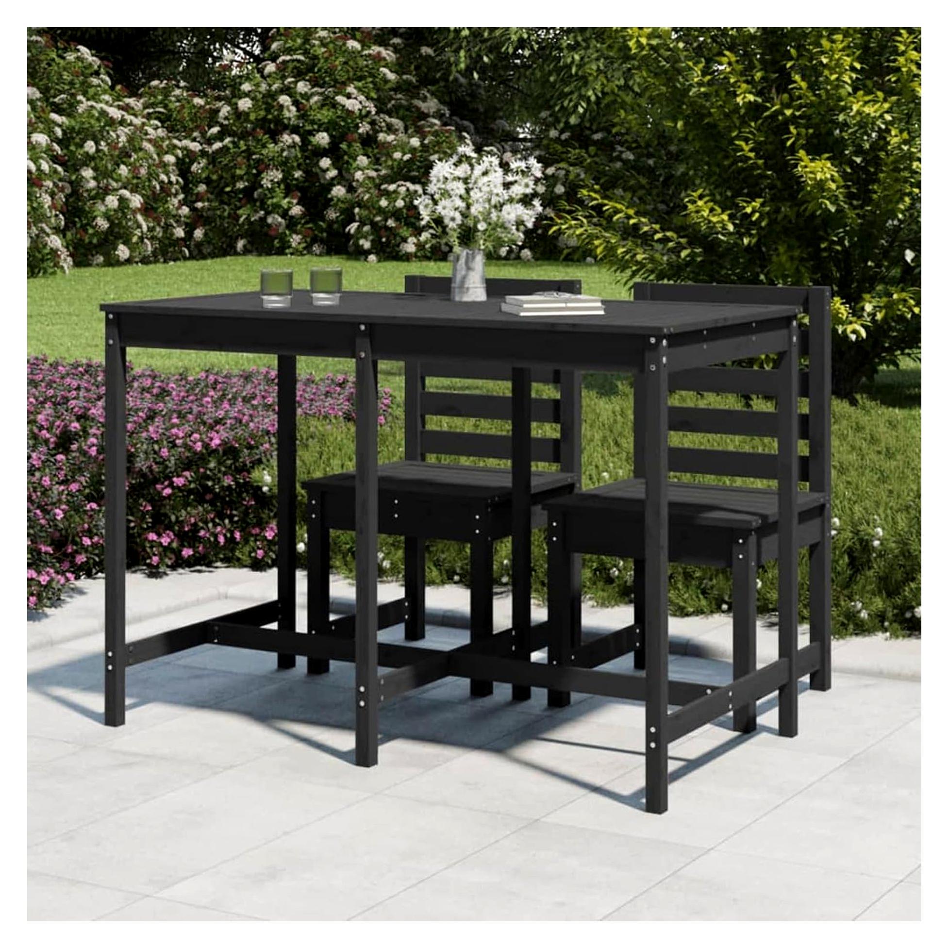 Gartentisch Grau 159,5x82,5x110cm Massivholz Kiefer für Balkon, Picknick, Hinterhof, Terrasse, Campingtisch, Gartenmöbel