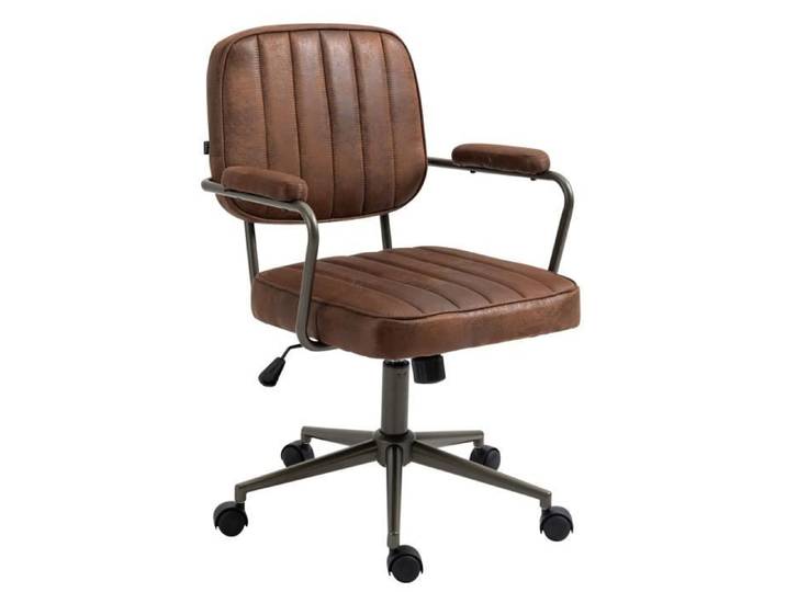 Fauteuil de bureau industriel vintage sur roulettes en synthetique marron vieilli hauteur reglable BUR10685