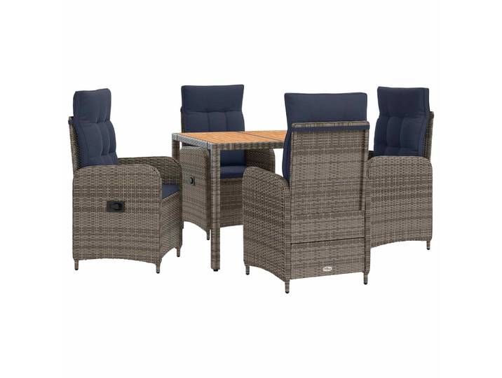 Ensemble De Repas Extérieur 5 Pc Grey And Navy Blue Vidaxl