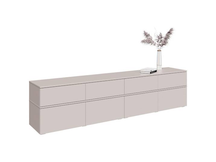 Xora Lowboard, Kaschmir, Kunststoff, 4 Schublade(n) Schubladen, 220x52x40 cm, stehend, hängend, Wohnzimmer, Wohnwände, Lowboards, Lowboards stehend