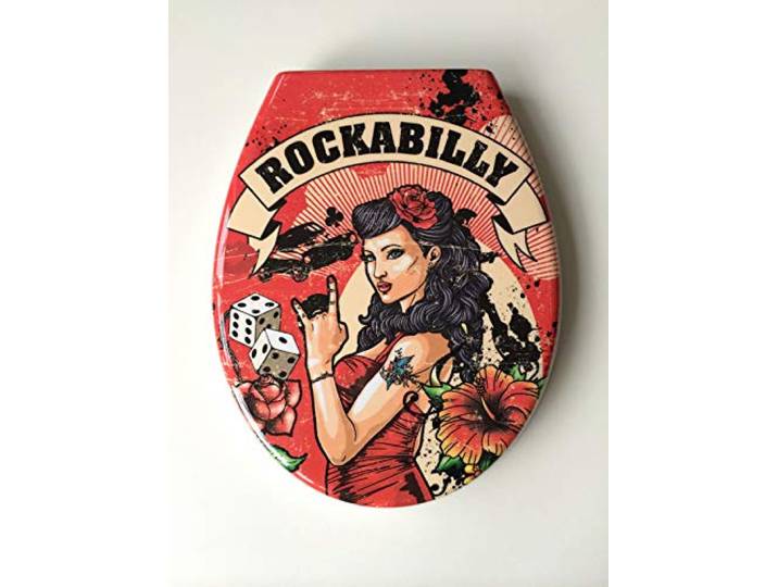 ADOB Klodeckel mit Motiv (Rockabilly) – WC Sitz Absenkautomatik – Toilettendeckel abnehmbar – Hochwertige Klobrille – Klodeckel belastbar bis 175 kg