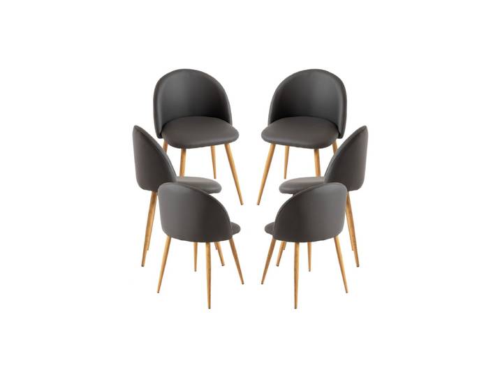 6er Set Vint Kunstleder Stühle - Gris