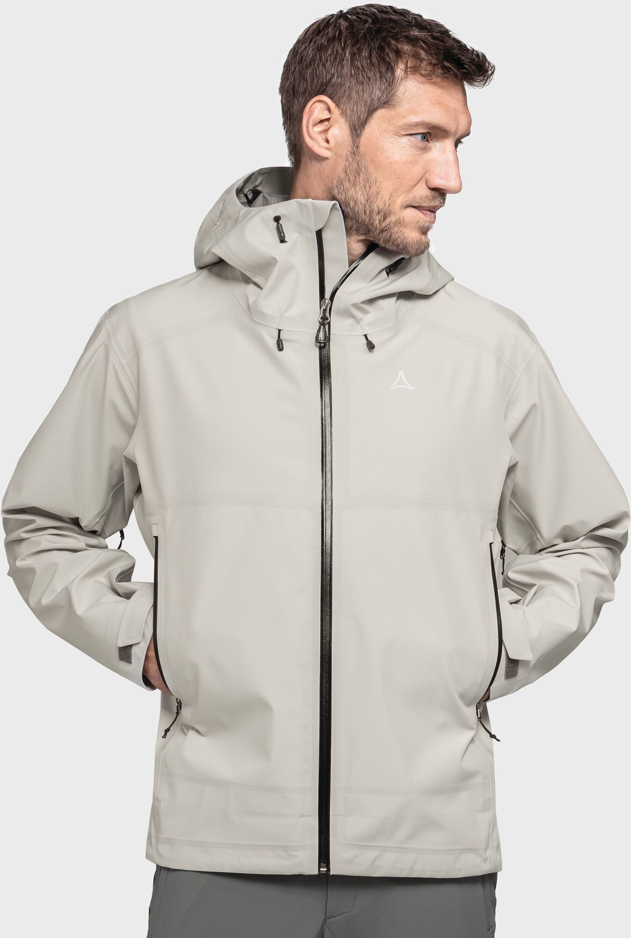 Outdoorjacke SCHÖFFEL "Hiking Jacket Style Cascata MNS", Herren, Gr. 48, beige (9040, natur), Oberstoff: Aussenseite: 100% Polyester, Innenseite: 100% Polyester. (Membran: Polyurethan), regular fit, hoch geschlossener Ausschnitt, Jacken Outdoorjacke 9040,