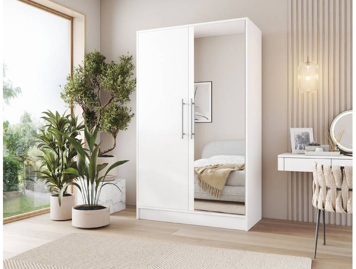MOEBLO Drehtürenschrank KAVIRA 120 (Modernes, platzsparendes Kleiderschrank-Design mit Spiegeloption, Kleiderschrank 2-türig Schrank Garderobe Schlafzimmer Drehtürenschrank) (BxHxT): 120x200x60cm