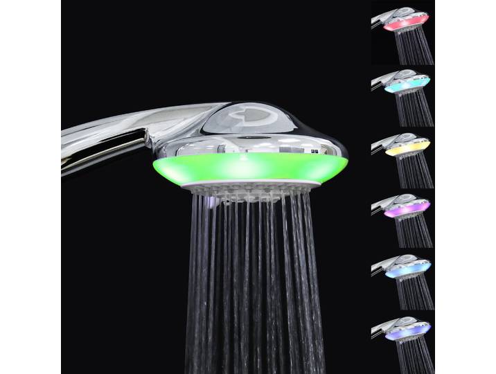 LED Duschkopf 7 Farben 5 Duschmodi 12,5cm ABS Selbst reinigend ohne Batterie