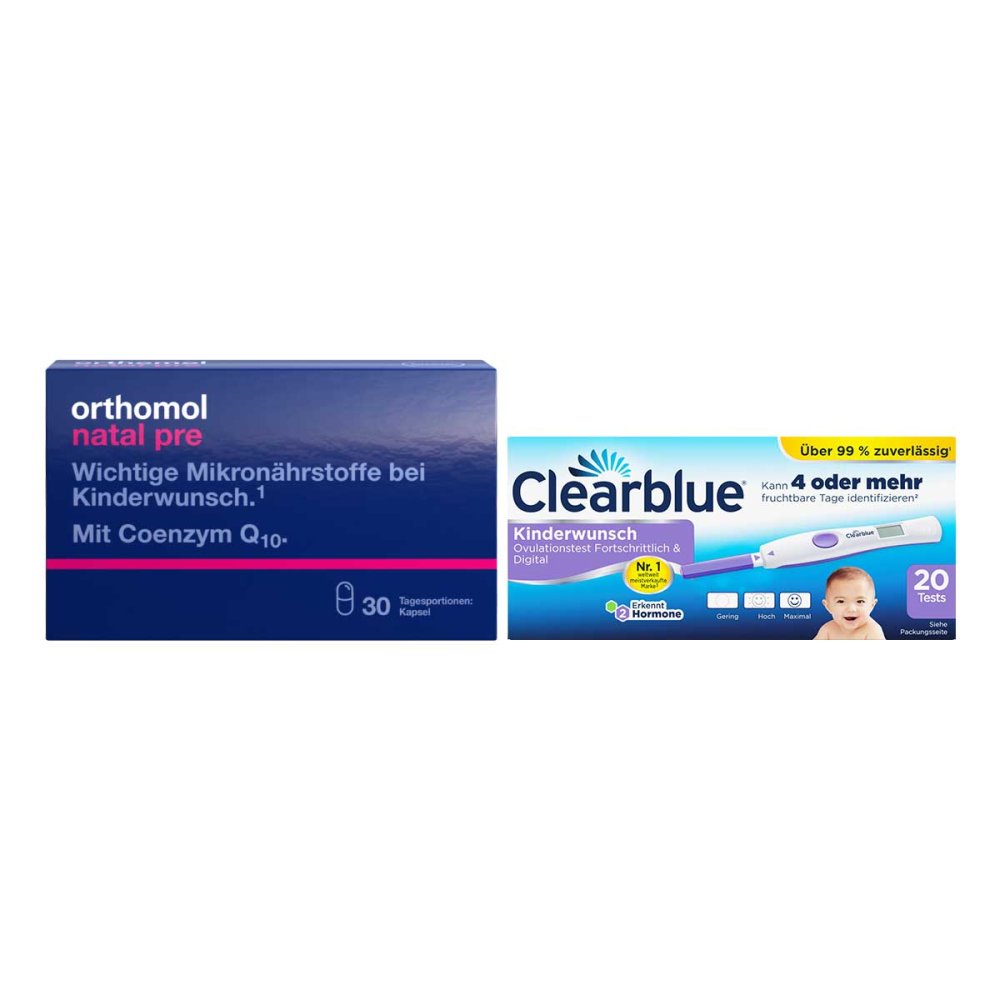 Orthomol Natal pre Kapseln 30 Stk. + Clearblue Ovulationstest 08102414