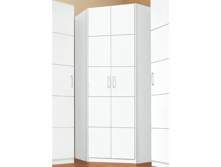 Eckkleiderschrank PRIESS Bilbao , weiss (weiß), H:193cm T:54cm, Schränke, Eckkleiderschrank, mit 3 verschiedenen Fronten