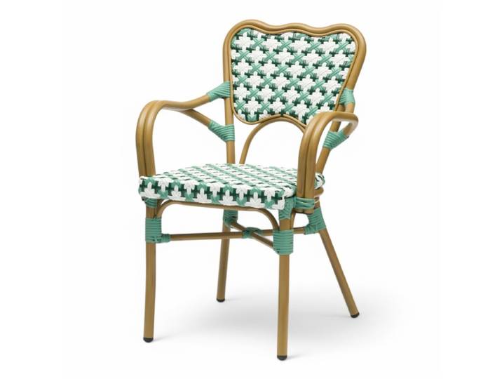 Fauteuil de terrasse ST GERMAIN - Tressage Vert et Vert foncé