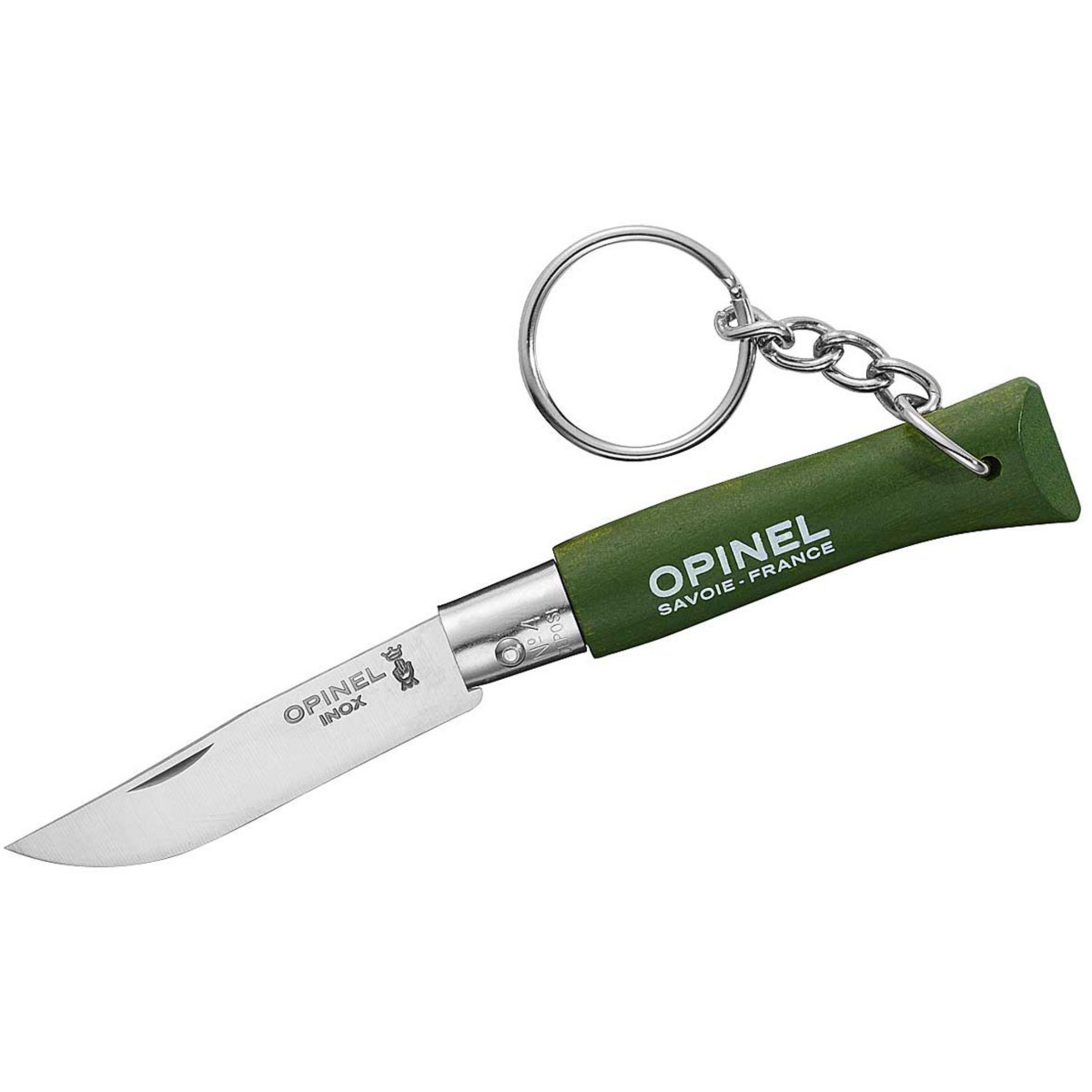 Opinel No 04 Messer mit Schlüsselanhänger Taschenmesser oliv