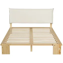 STILVORA Polsterbett Holz/Stoff Natur 140x200 cm mit gepolsterter Rückenlehne und stabilen Lattenrosten