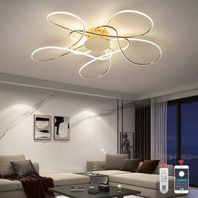 Inspired Living AuroraGlow Modern LED Gold Ceiling Chandelier For Elegant Living Spaces dia900mm Gold Plated