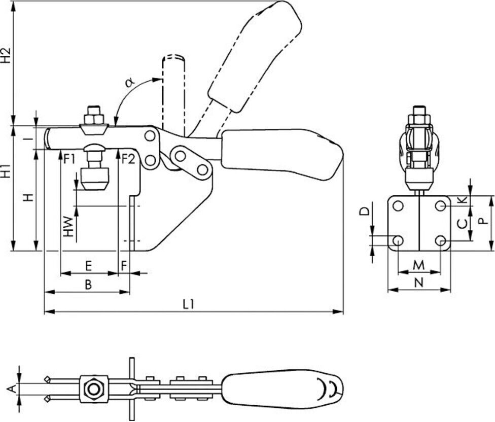 Schubstangenspanner Nr.6874F Gr.15 waagrechter Fuß AMF (560904)