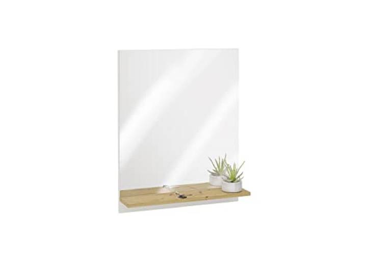 FMD Möbel BELM 7 Miroir de Garde-Robe rectangulaire avec étagère en Bois Blanc Brillant