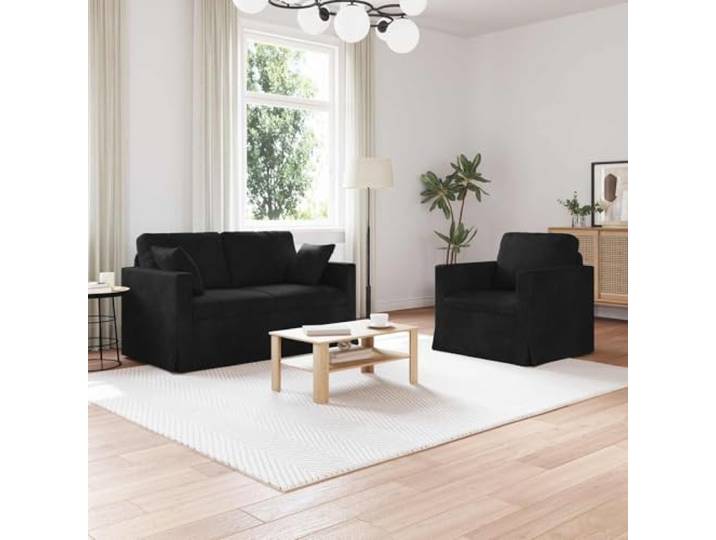 KGHERMDF Sofa Set 2 STK Schwarz Samt Modulares Sofa mit Metallrahmen Schaumstoffkissen, robuster Metallrahmen, elegante Samttextur, flexible Raumgestaltung, einfache Reinigung