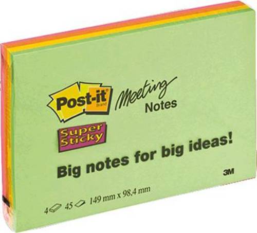 Post-it Haftnotiz 7100043257 149 mm x 98 mm Neongrün, Neonorange, Ultrapink, Ultragelb 180 Blatt