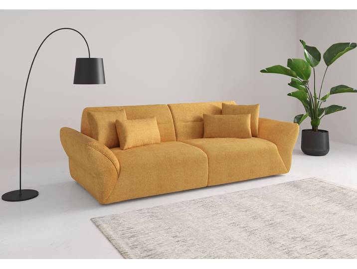 Big-Sofa, Polyester, Gelb, 300×116×91 cm, 4-Sitzer, SIT & MORE Dali
