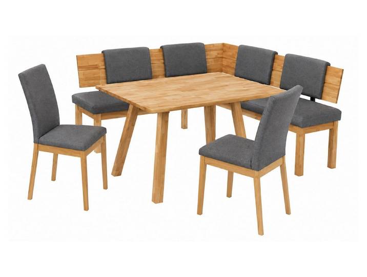 58 aufm Kessel Essgruppe Eckbankgruppe Modern Danny 2 für 7 Personen Massivholz Wildeiche/Grau, (inkl. Versand, Lieferung bis Verwendungsstelle), Sitzgruppe mit Eckbank, Esstisch und 2 Stühlen hochwertig + langlebig