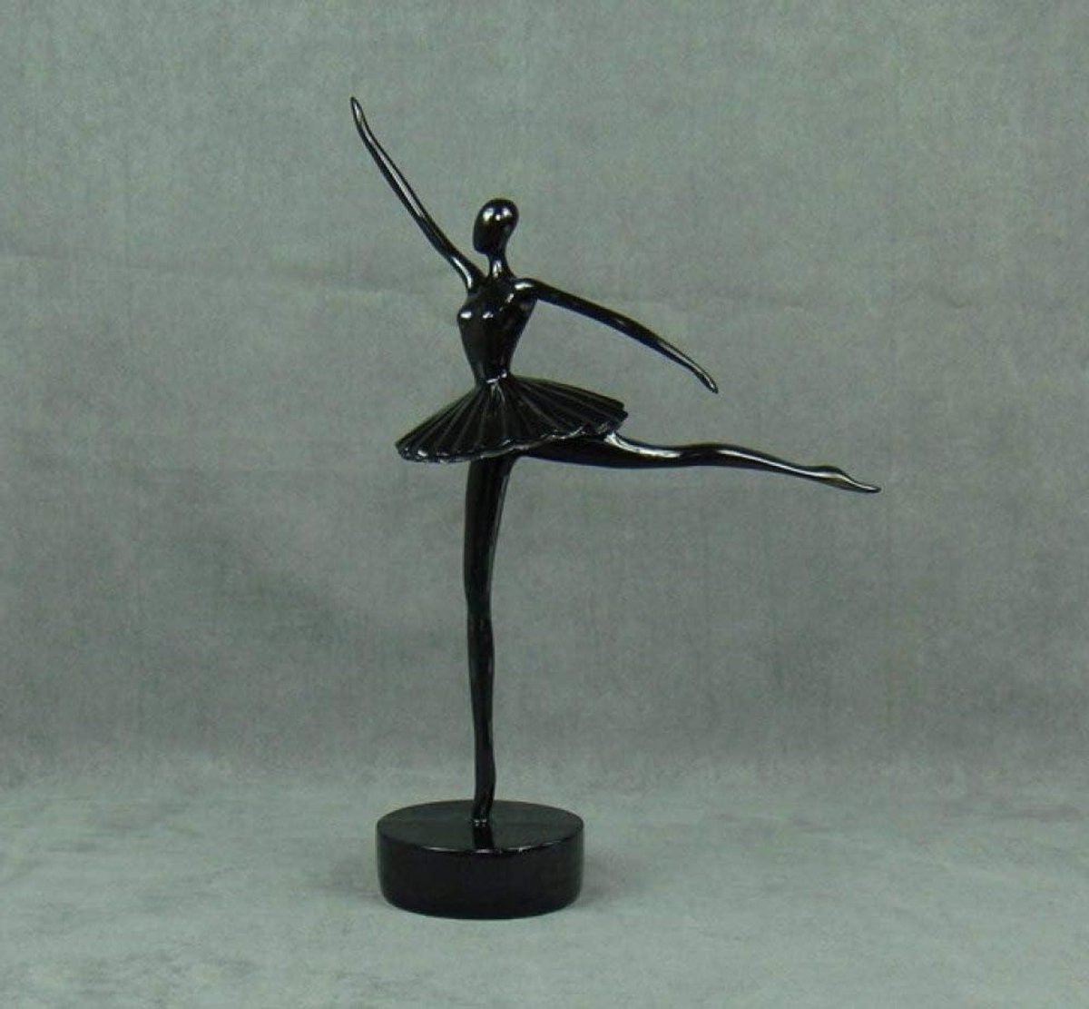 Balletdanser Beeldje Zwart - Moderne Kunst Decoratie van Handgemaakt Hars - Hoogte: 35 cm